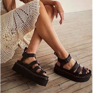 Dr. Martens Blaire Hydro Platform Sandal US 8 Black Gladiator Chunky Y2K Grunge